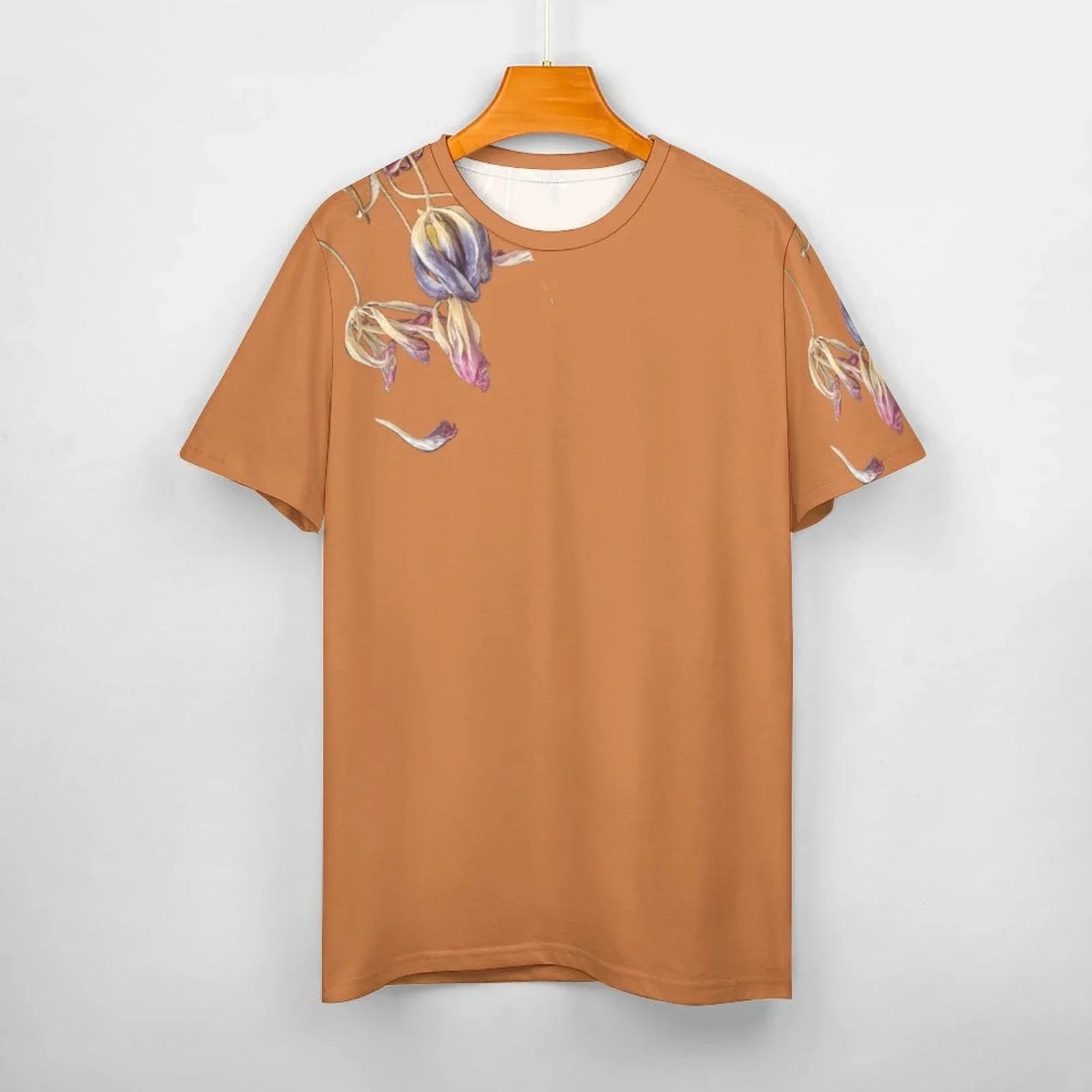 Women's Cotton T-shirt Tulips Branded Melon - Lana Art Sweden