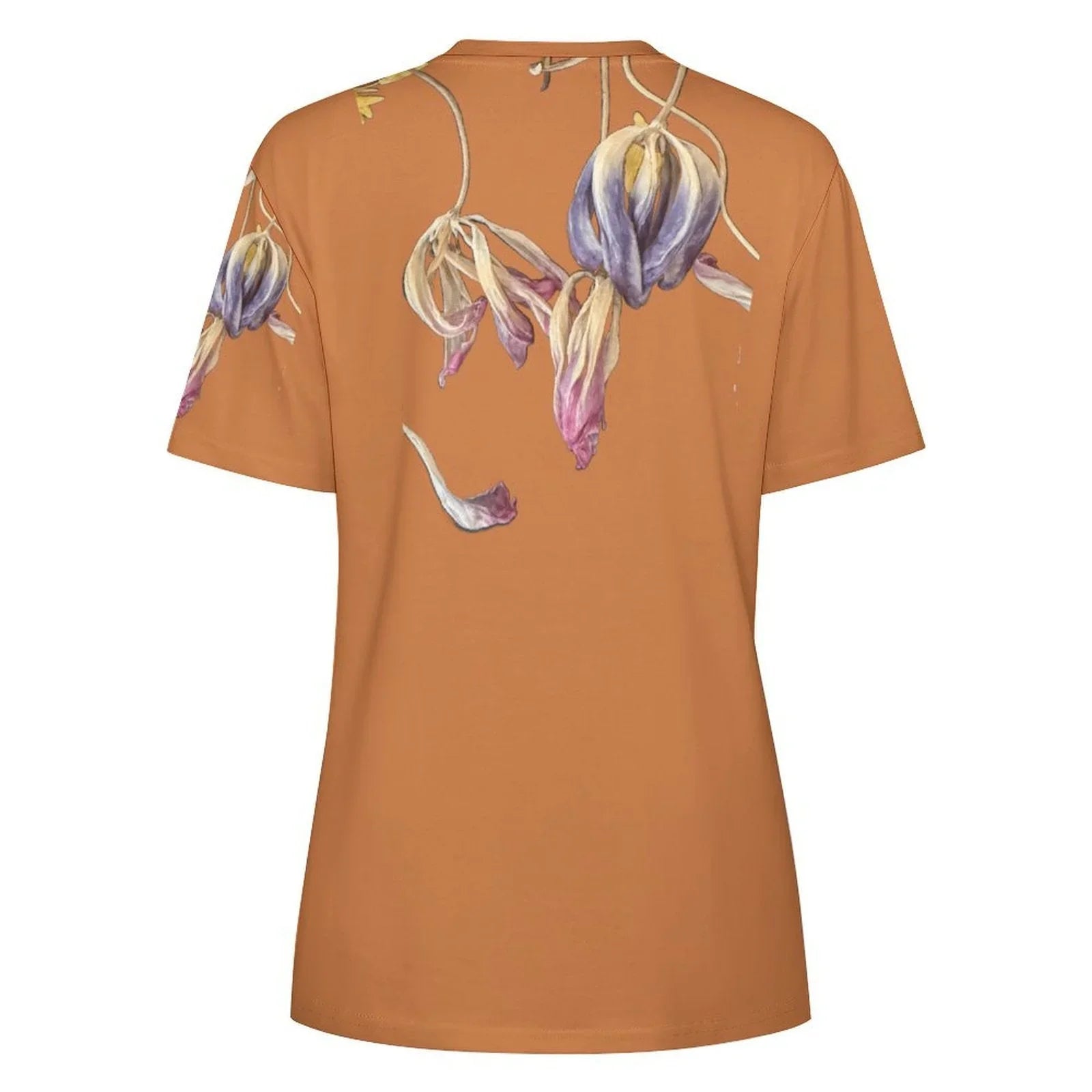 Women's Cotton T-shirt Tulips Branded Melon - Lana Art Sweden