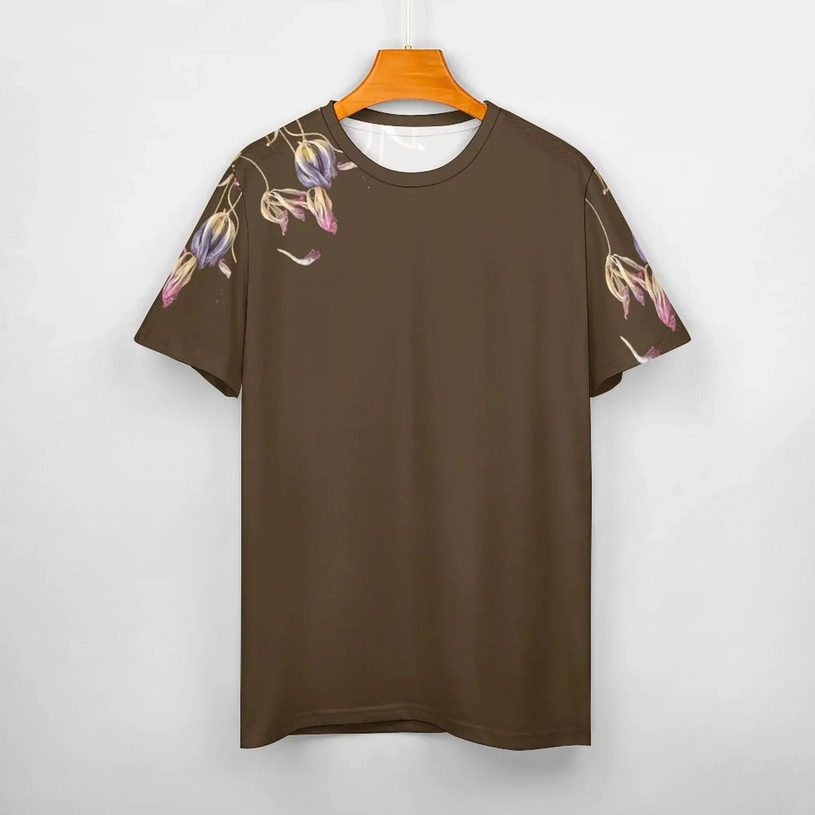 Women's Cotton T-shirt Tulips Hot Chocolate - Lana Art Sweden