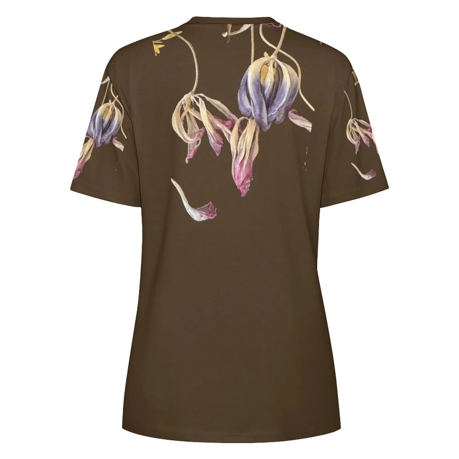 Women's Cotton T-shirt Tulips Hot Chocolate - Lana Art Sweden