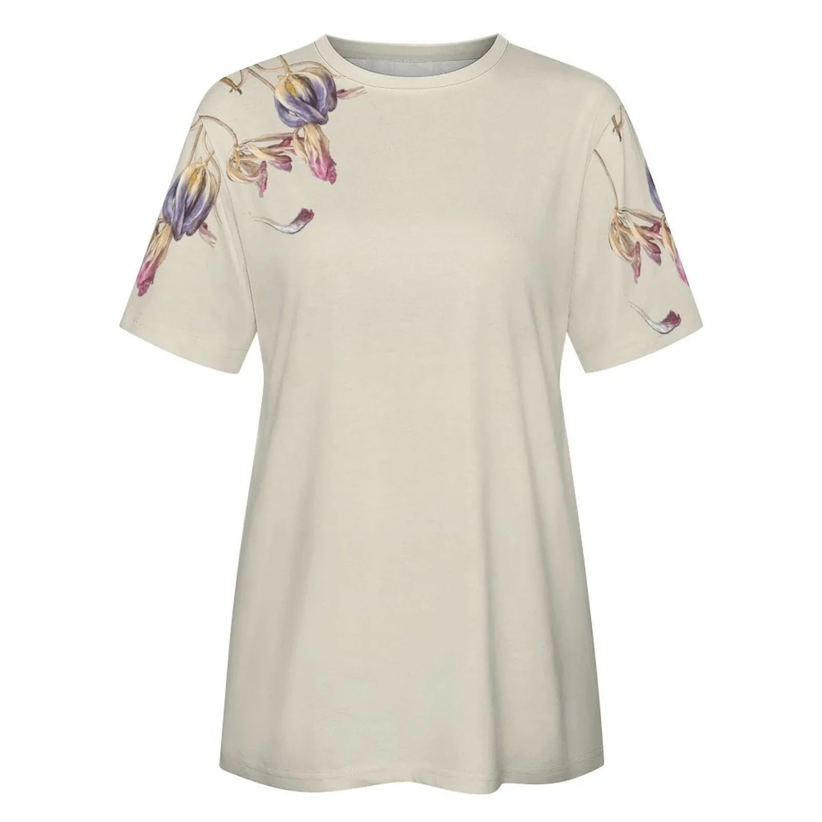 Women's Cotton T-shirt Tulips Jelly Mint - Lana Art Sweden