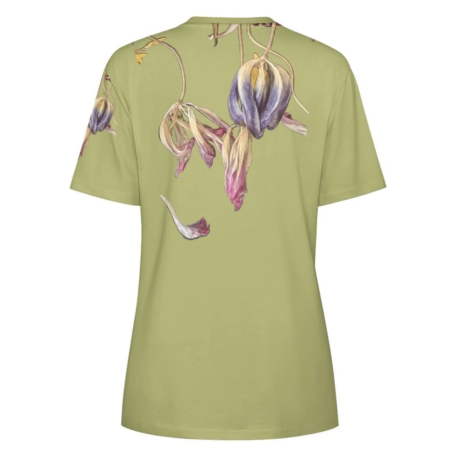 Women's Cotton T-shirt Tulips Lemon Grass - Lana Art Sweden