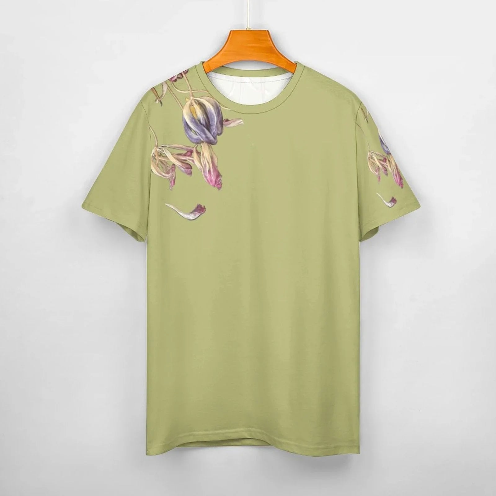 Women's Cotton T-shirt Tulips Lemon Grass - Lana Art Sweden