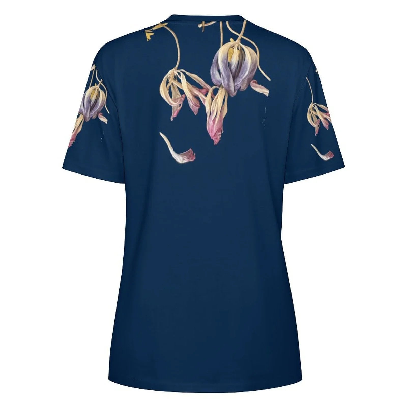 Women's Cotton T-shirt Tulips Lyons Blue - Lana Art Sweden