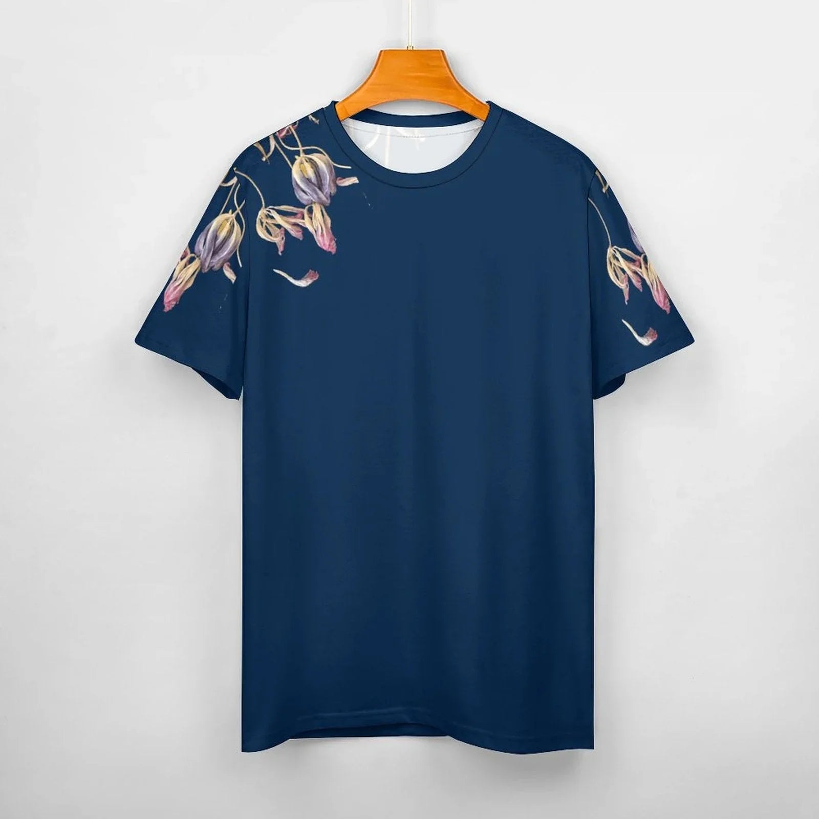 Women's Cotton T-shirt Tulips Lyons Blue - Lana Art Sweden