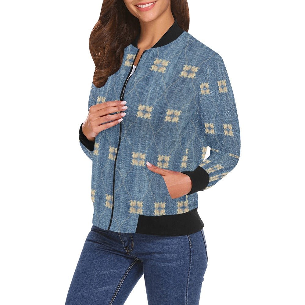 Your Denim Tulips Bomber Jacket for Women - Lana Art Sweden