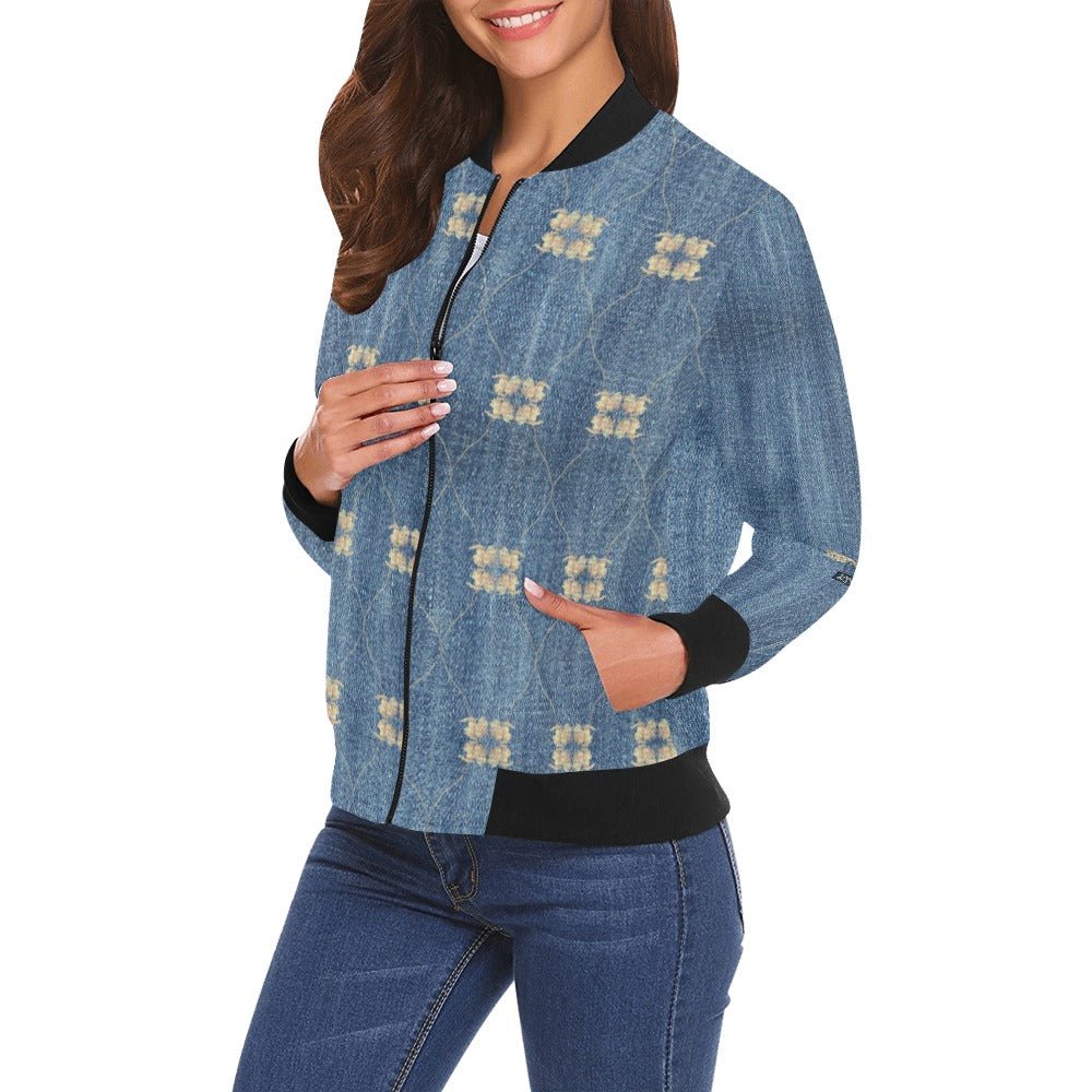 Your Denim Tulips Bomber Jacket for Women - Lana Art Sweden