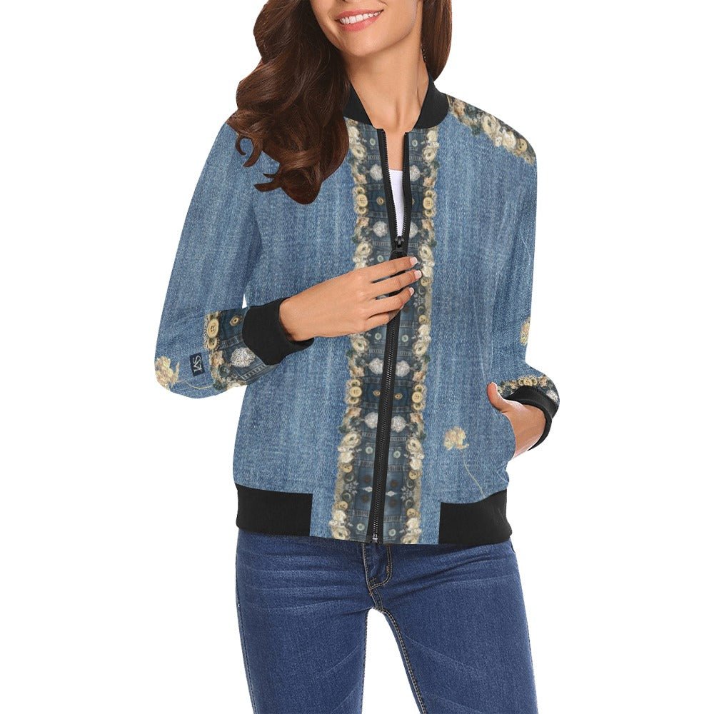 Your Denim Tulips Bomber Jacket for Women - Lana Art Sweden