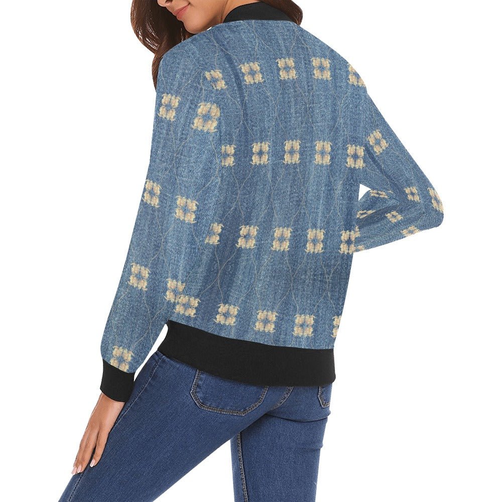 Your Denim Tulips Bomber Jacket for Women - Lana Art Sweden